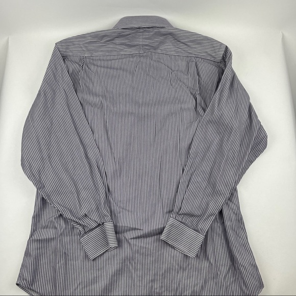 Joseph Jos A Bank Button Up Shirt Mens 17.5 35 Gray Striped Long Sleeve - Picture 10 of 10